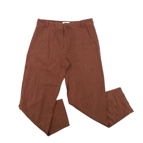 Michael Stars Size M Linen Rayon Blend Utility Carpenter Pants Rust Brown - Picture 1 of 11